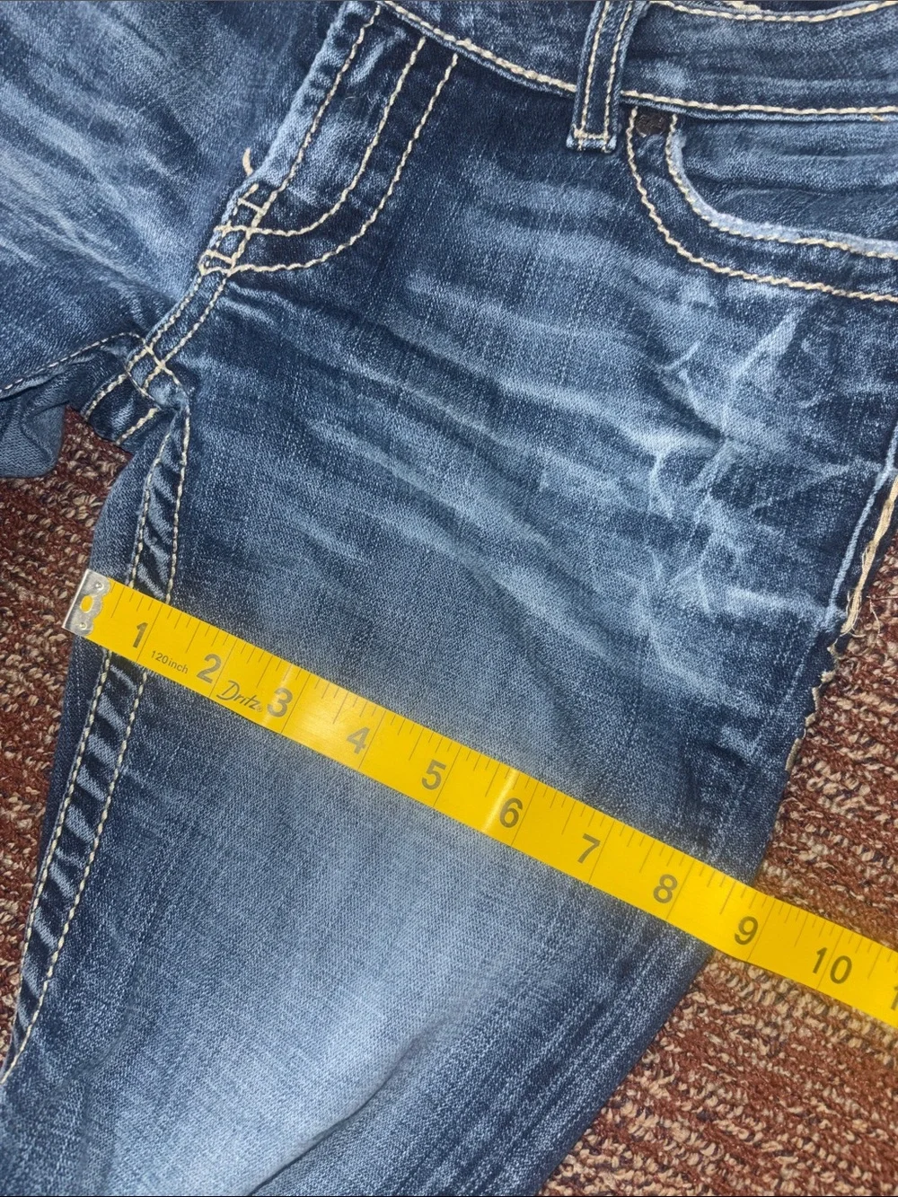 BKE Stella skinny dark wash embroidered pocket western distressed denim 27 - Picture 9 of 13